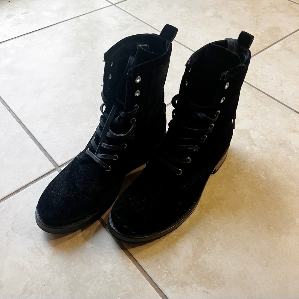 Frye Veronica Velvet Combat Boots
